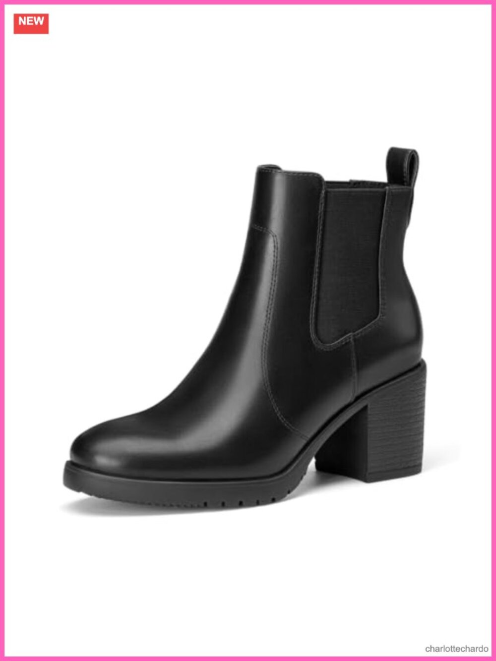 Women's Chelsea Ankle Boots Faux Leather Chunky Heel Slip On